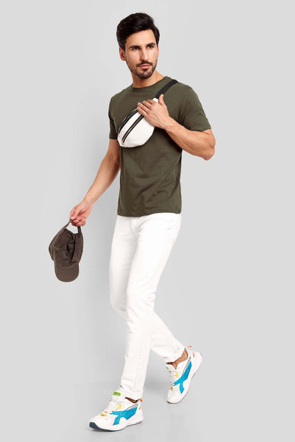 Men's Regular Solid T-Shirt - Olive Green