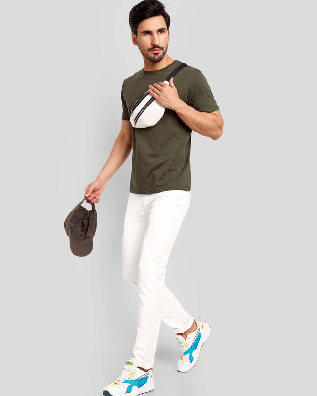 Men's Regular Solid T-Shirt - Olive Green