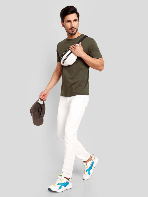 Men's Regular Solid T-Shirt - Olive Green