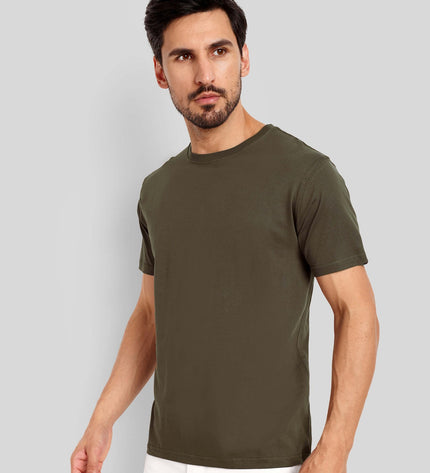 Unisex Regular Solid T-Shirt - Olive Green