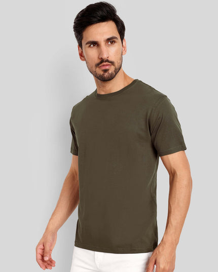 Men's Regular Solid T-Shirt - Olive Green