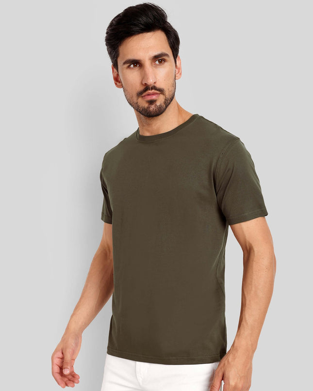 Men's Regular Solid T-Shirt - Olive Green