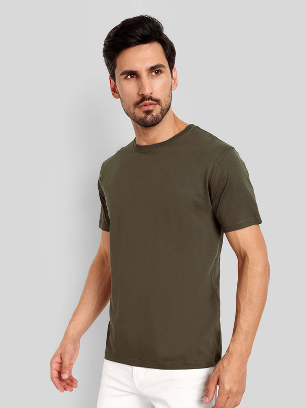 Men's Regular Solid T-Shirt - Olive Green