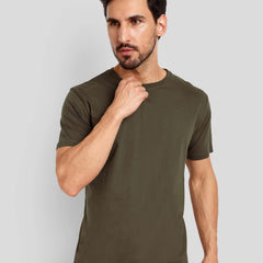 Men's Regular Solid T-Shirt - Olive Green