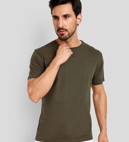 Unisex Regular Solid T-Shirt - Olive Green