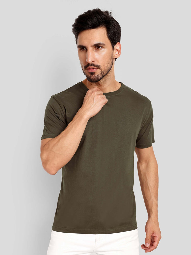 Men's Regular Solid T-Shirt - Olive Green