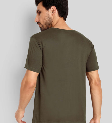 Unisex Regular Solid T-Shirt - Olive Green