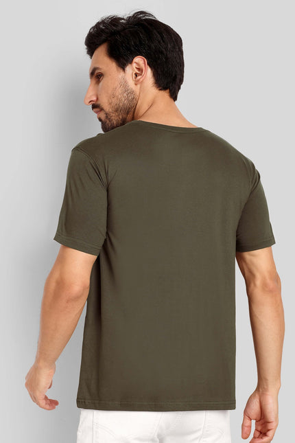 Men's Regular Solid T-Shirt - Olive Green