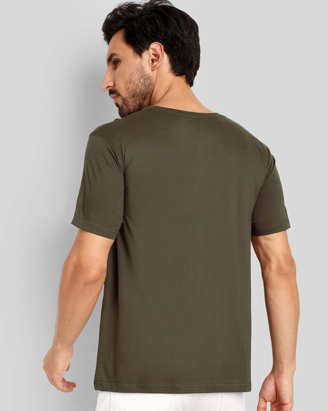 Men's Regular Solid T-Shirt - Olive Green