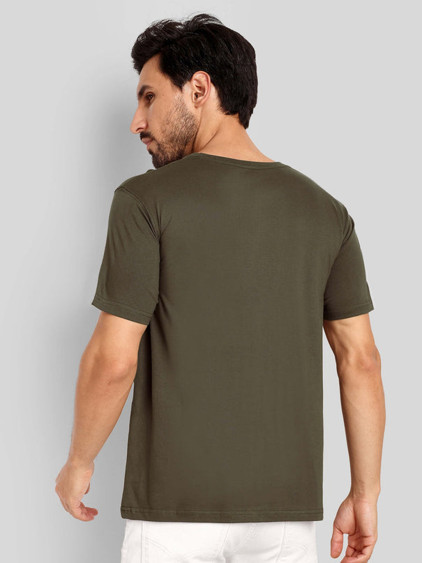 Men's Regular Solid T-Shirt - Olive Green