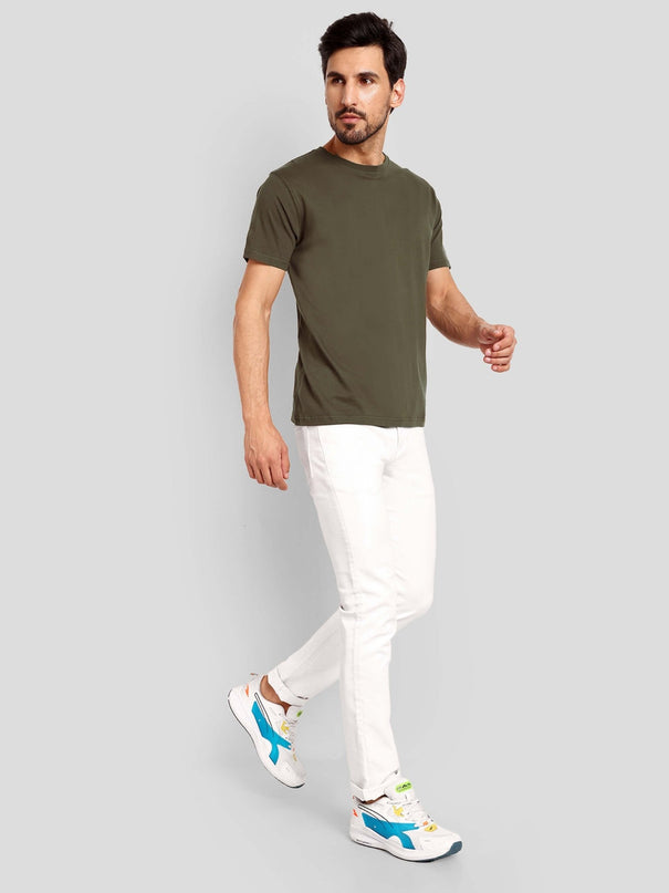 Men's Regular Solid T-Shirt - Olive Green