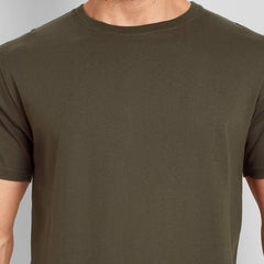 Men's Regular Solid T-Shirt - Olive Green