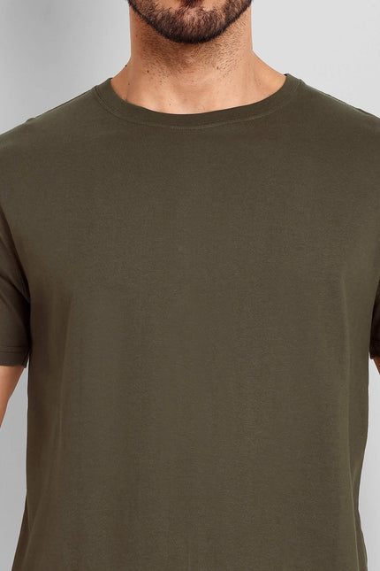 Men's Regular Solid T-Shirt - Olive Green