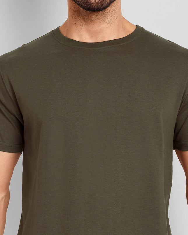 Men's Regular Solid T-Shirt - Olive Green