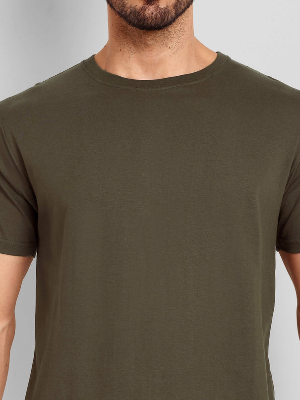 Men's Regular Solid T-Shirt - Olive Green