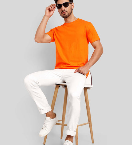 Unisex Regular Solid T-Shirt - Orange