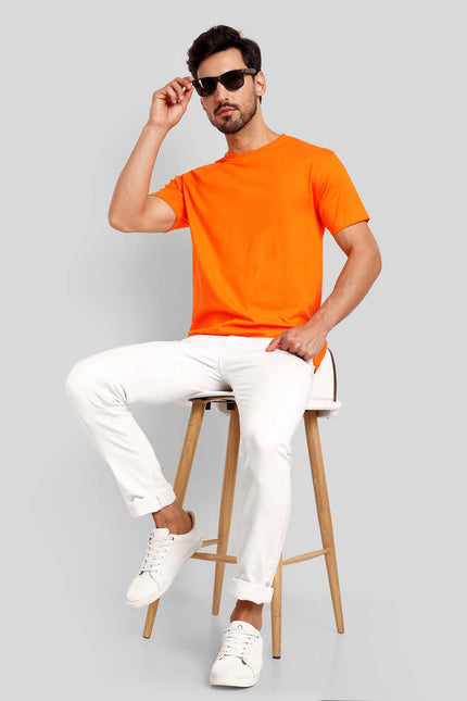 Unisex Regular Solid T-Shirt - Orange