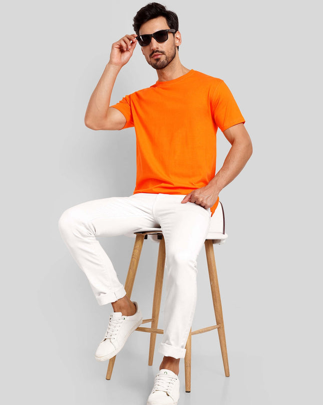 Unisex Regular Solid T-Shirt - Orange
