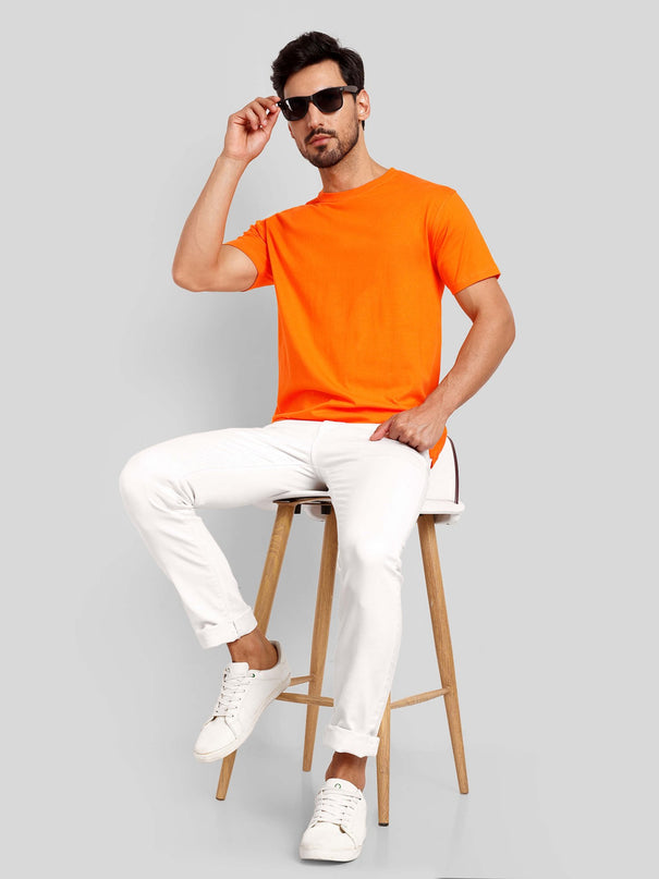Unisex Regular Solid T-Shirt - Orange