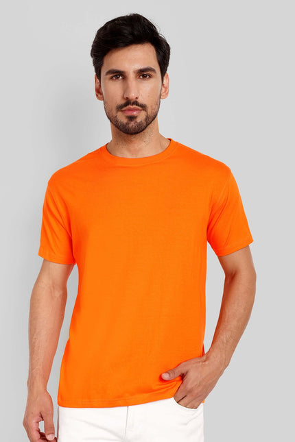 Unisex Regular Solid T-Shirt - Orange