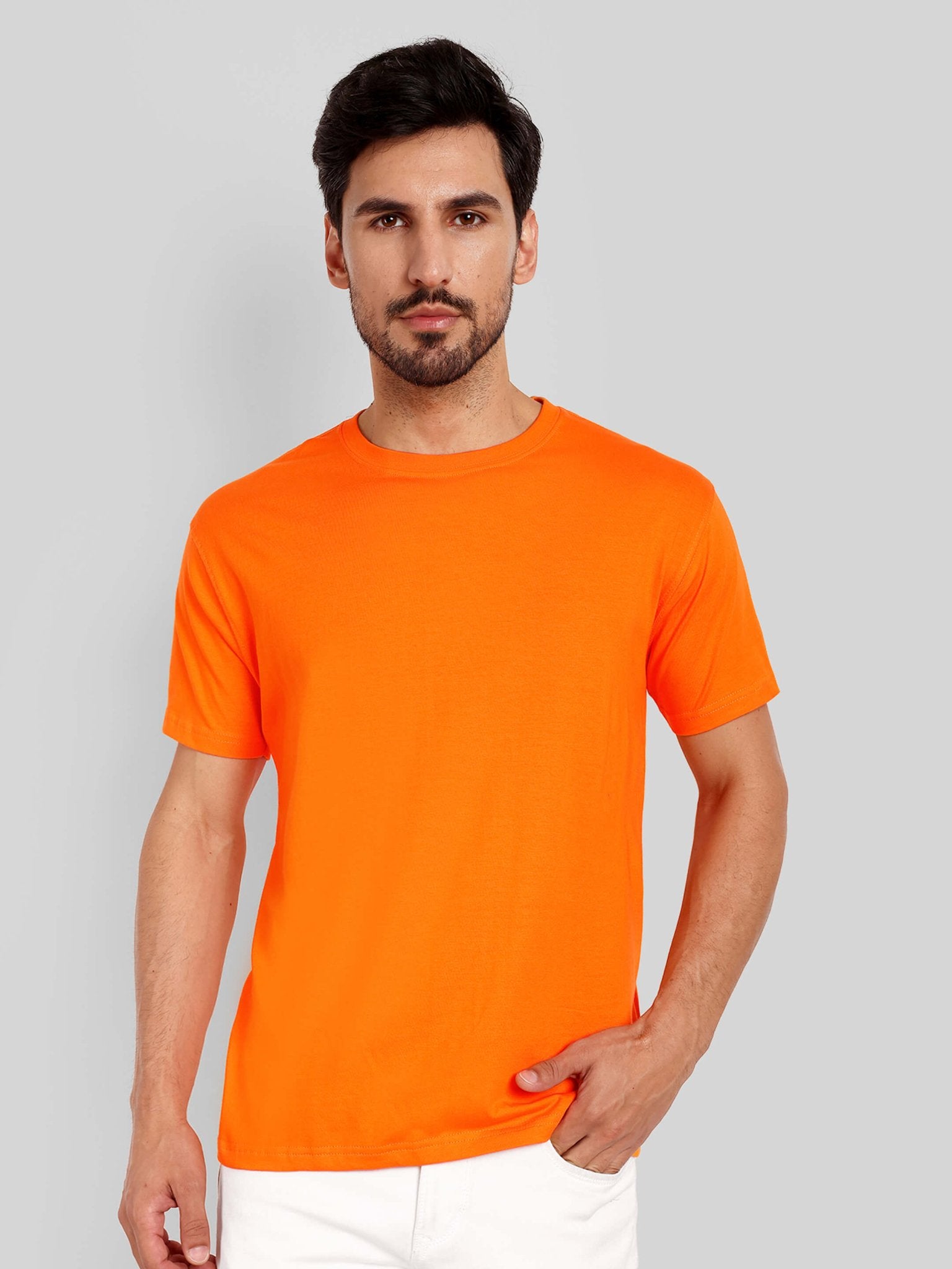 Men's Regular Solid T-Shirt - Orange