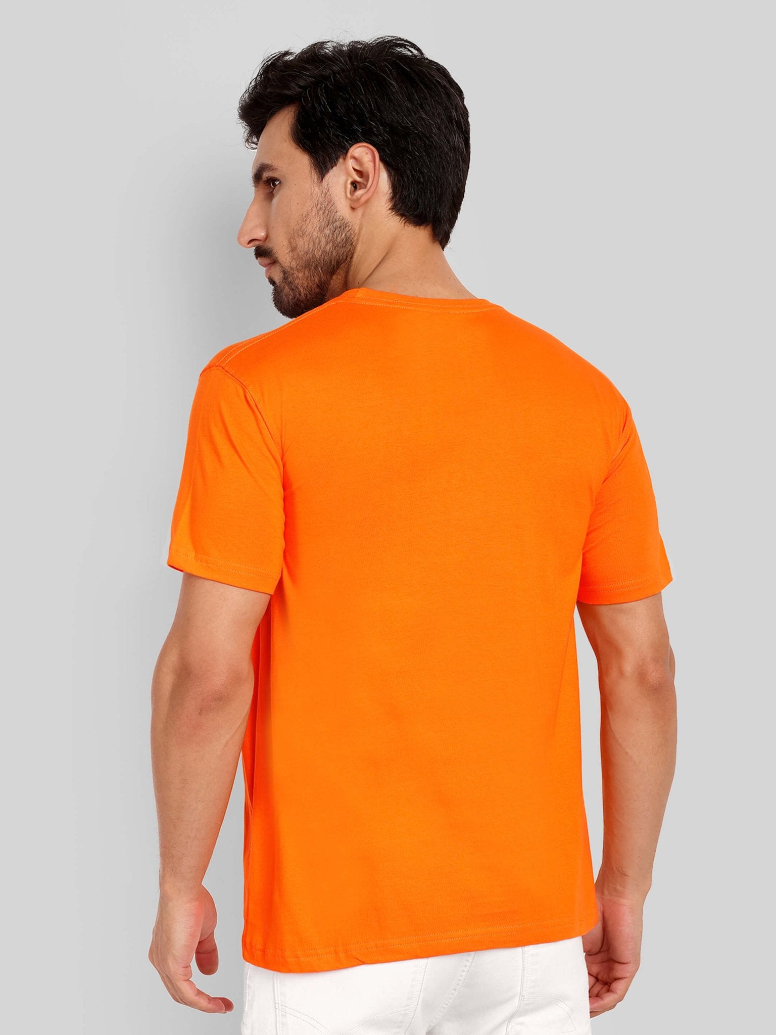 Men's Regular Solid T-Shirt - Orange