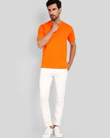 Unisex Regular Solid T-Shirt - Orange