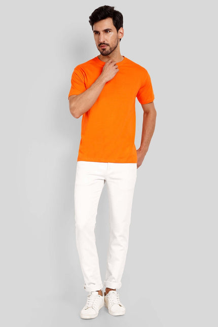 Unisex Regular Solid T-Shirt - Orange