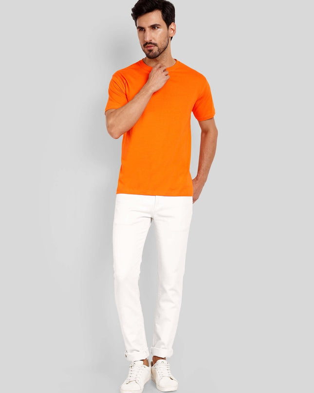 Unisex Regular Solid T-Shirt - Orange