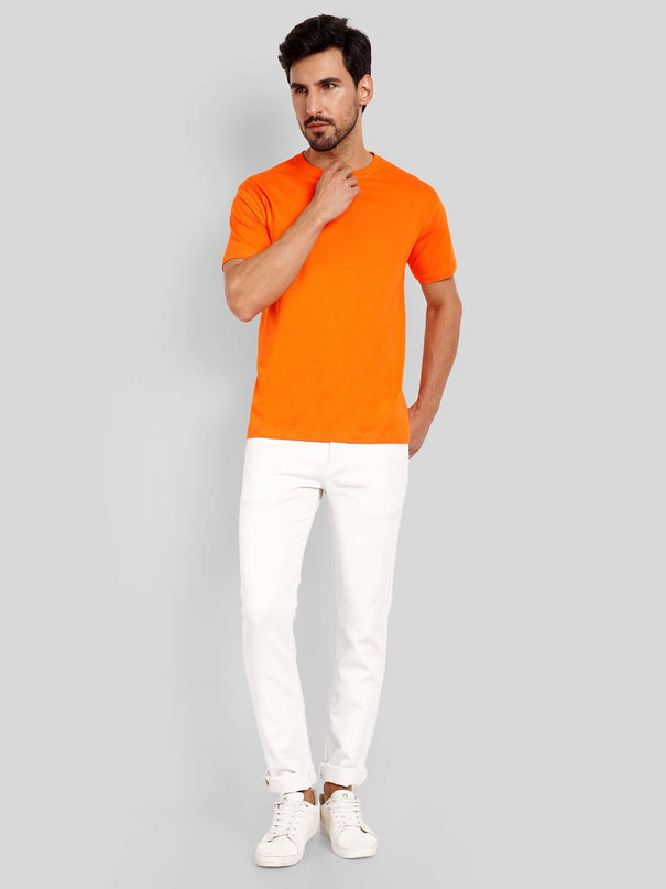 Unisex Regular Solid T-Shirt - Orange