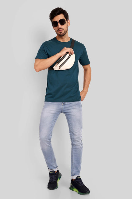 Unisex Regular Solid T-Shirt - Petrol Blue