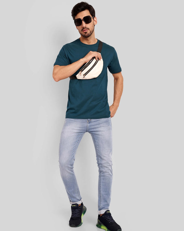 Unisex Regular Solid T-Shirt - Petrol Blue