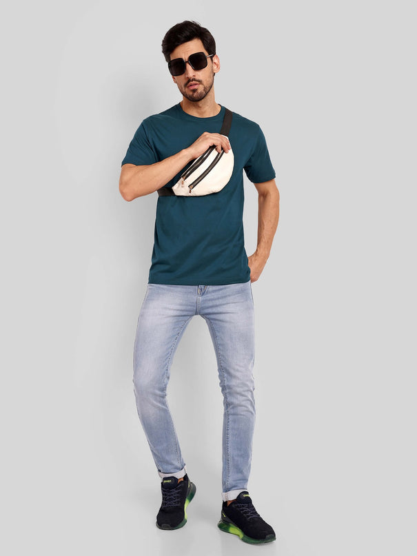 Unisex Regular Solid T-Shirt - Petrol Blue