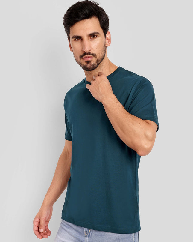 Unisex Regular Solid T-Shirt - Petrol Blue