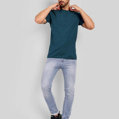 Unisex Regular Solid T-Shirt - Petrol Blue