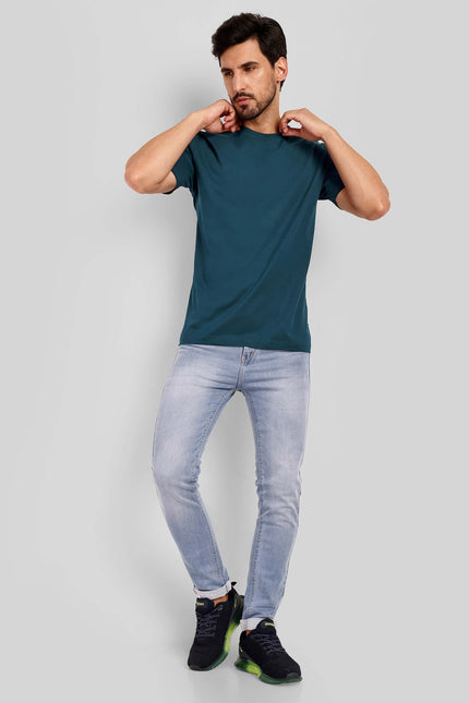 Unisex Regular Solid T-Shirt - Petrol Blue