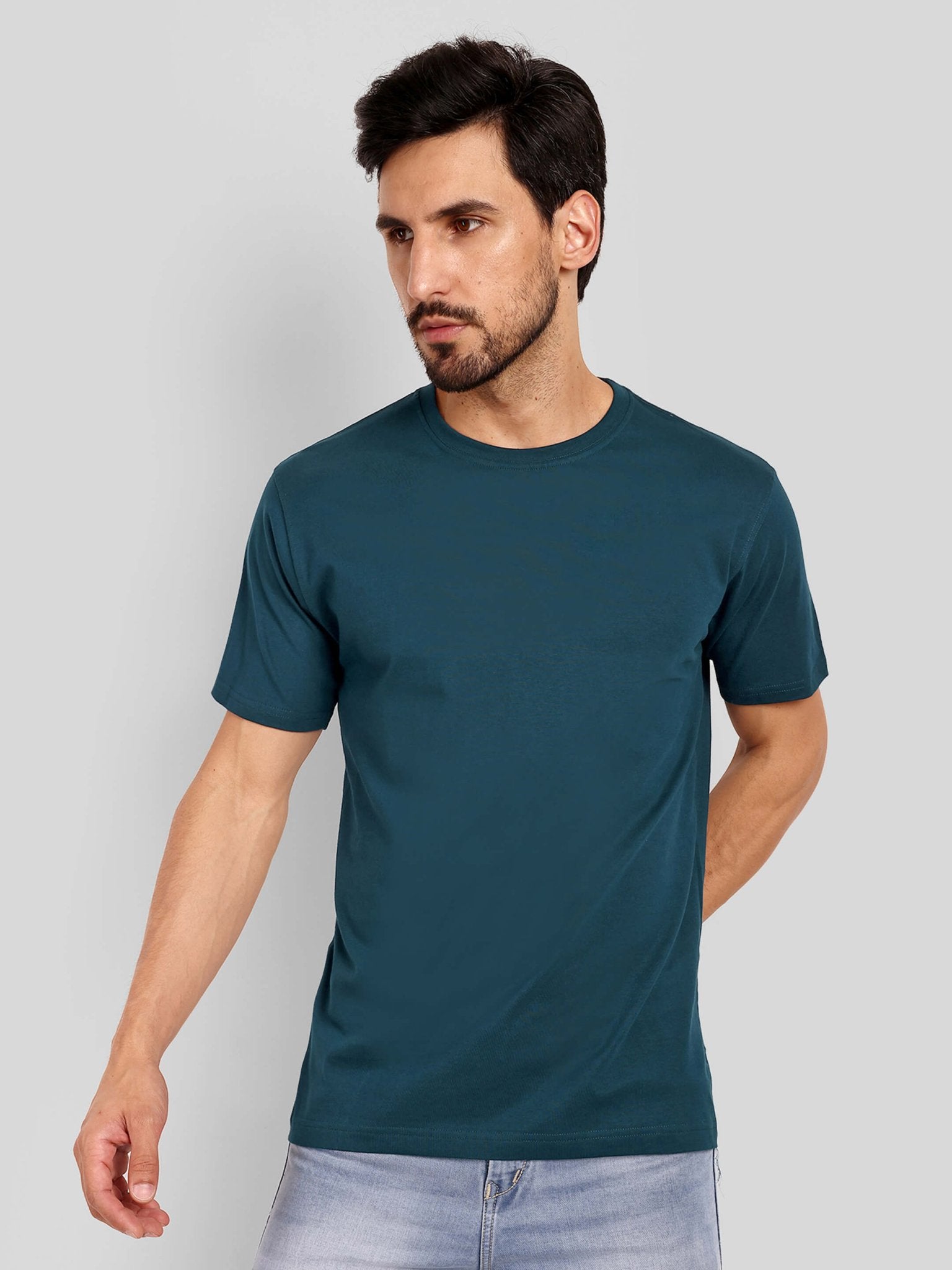 Men's Regular Solid T-Shirt - Petrol Blue