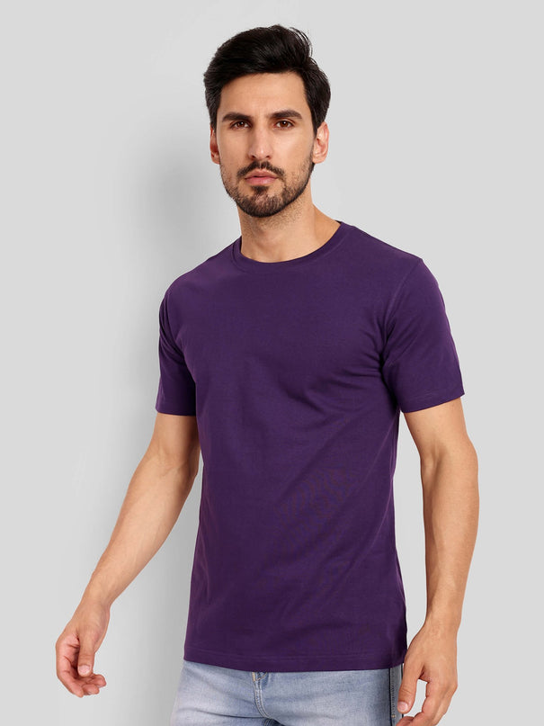 Unisex Regular Solid T-Shirt - Purple