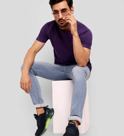 Unisex Regular Solid T-Shirt - Purple