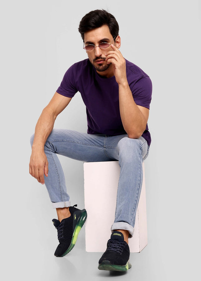 Unisex Regular Solid T-Shirt - Purple