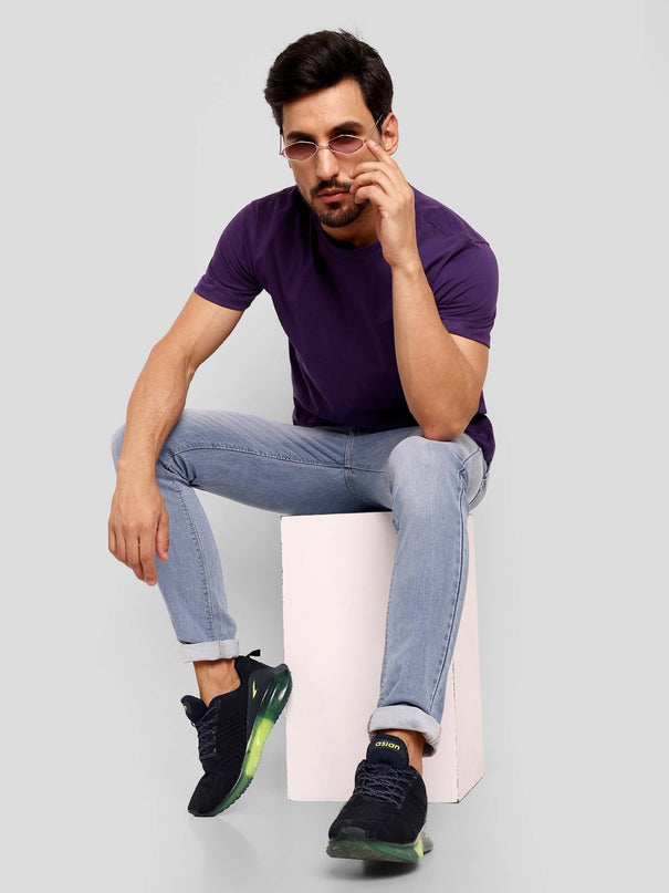Unisex Regular Solid T-Shirt - Purple