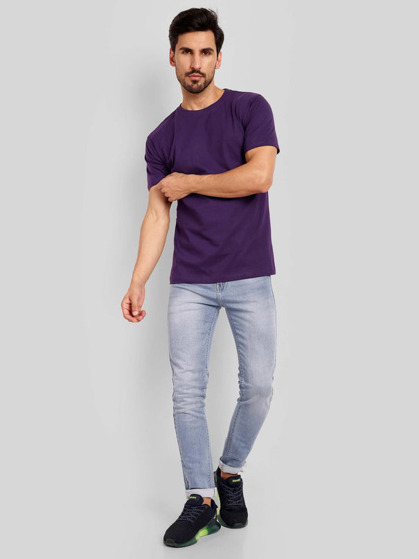 Unisex Regular Solid T-Shirt - Purple