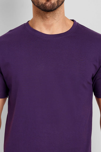 Unisex Regular Solid T-Shirt - Purple