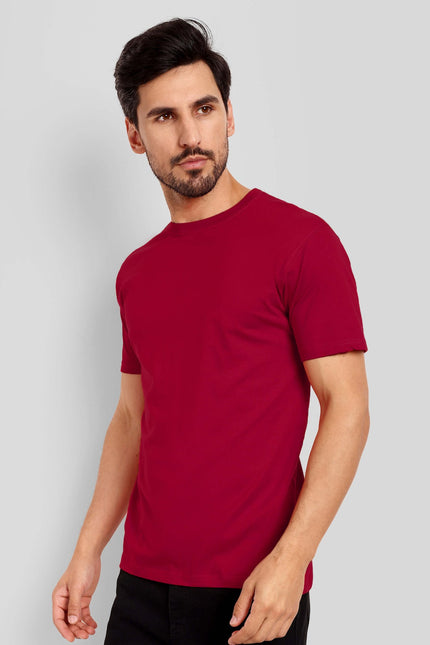 Men's Regular Solid T-Shirt - Red