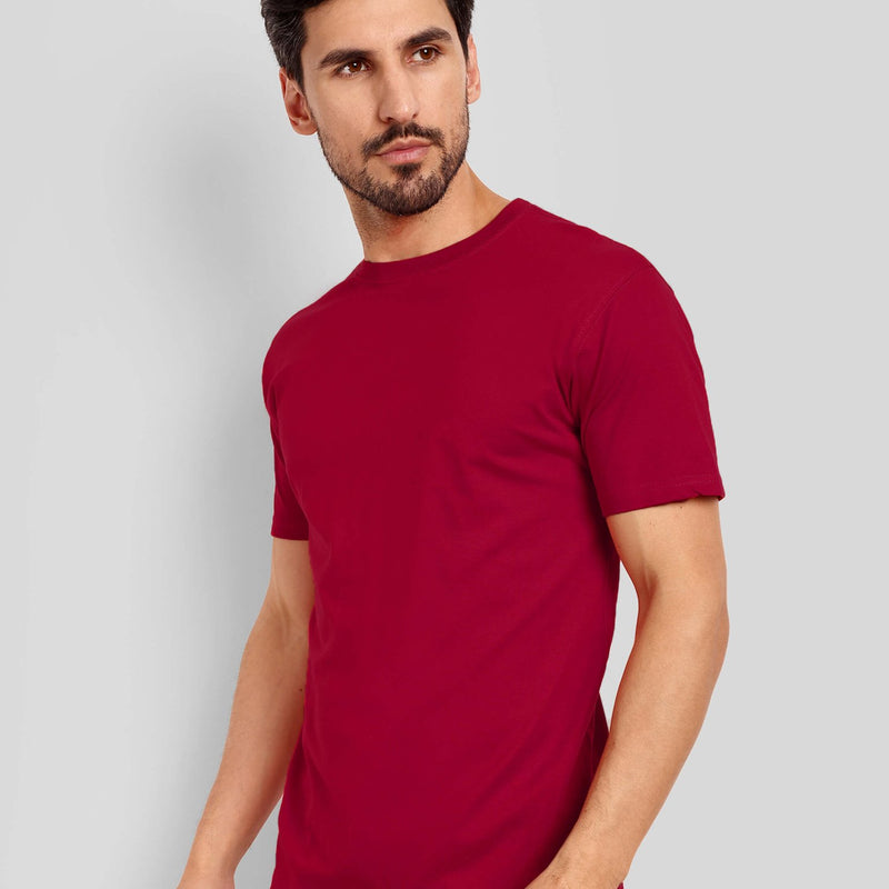 Men's Regular Solid T-Shirt - Red