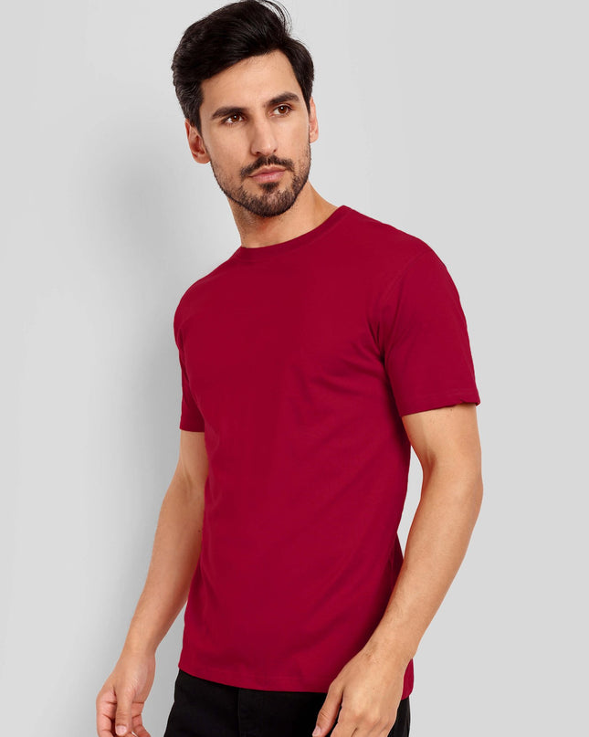 Men's Regular Solid T-Shirt - Red