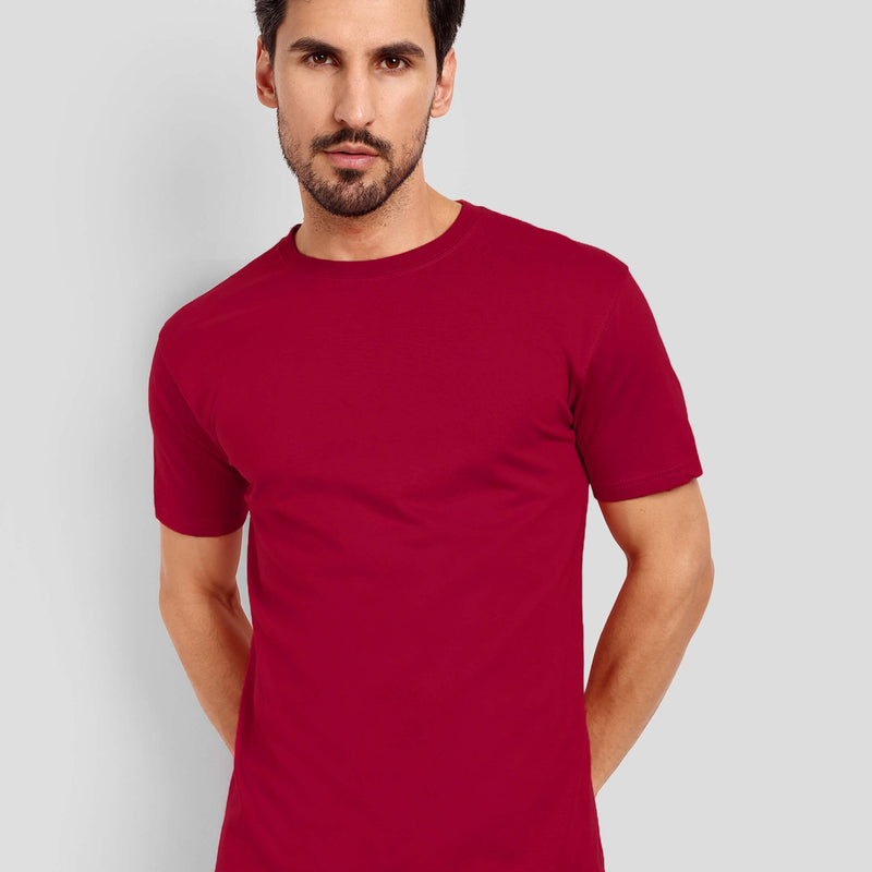 Men's Regular Solid T-Shirt - Red