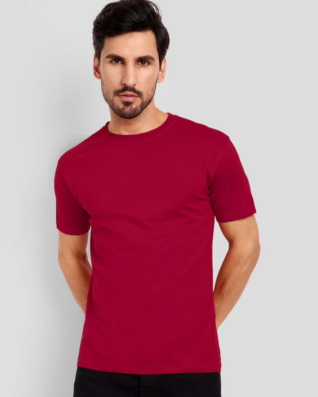 Men's Regular Solid T-Shirt - Red