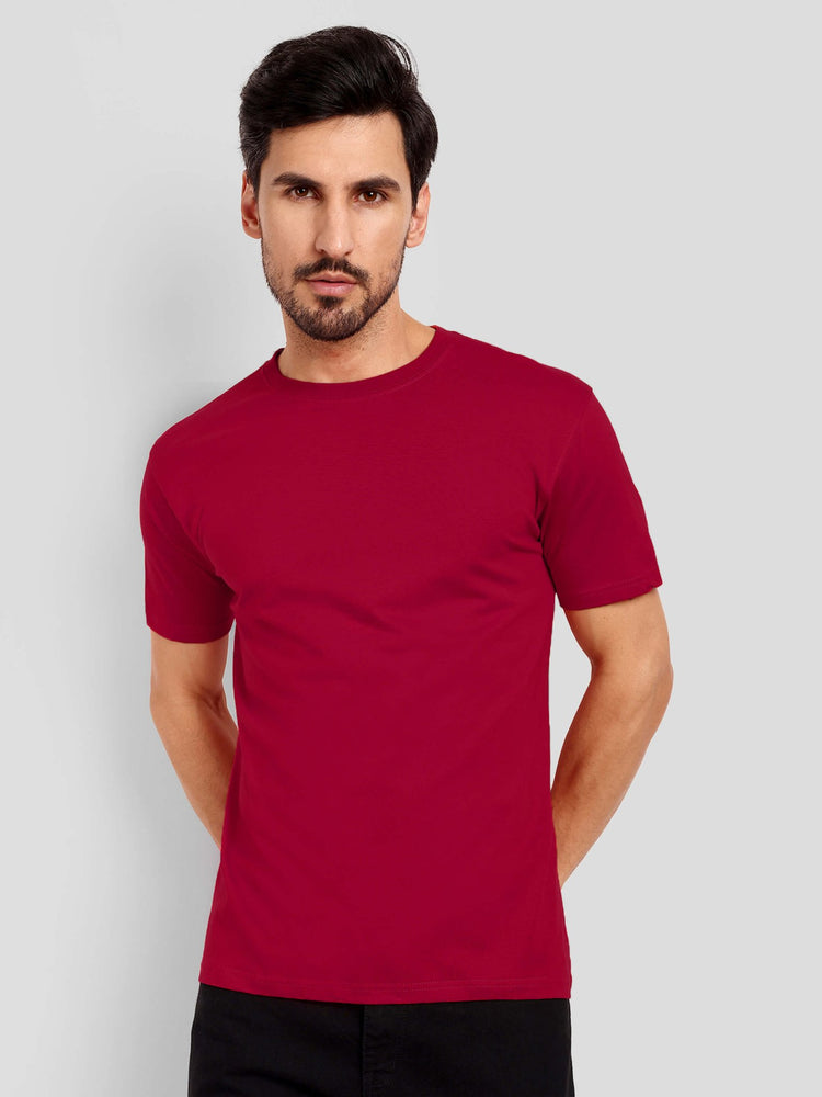 Men's Regular Solid T-Shirt - Red