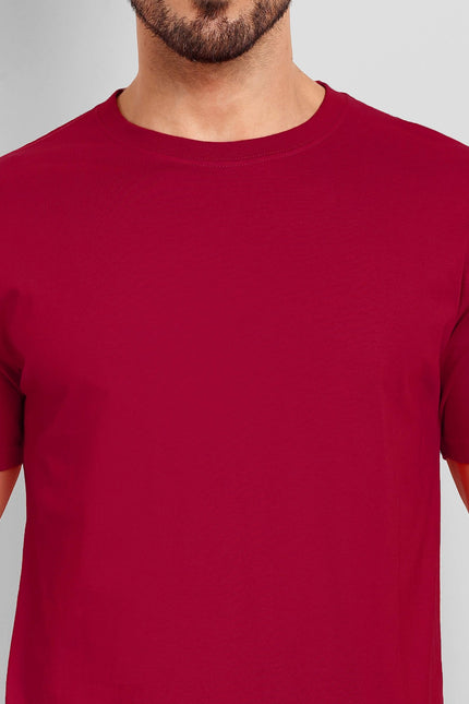Men's Regular Solid T-Shirt - Red
